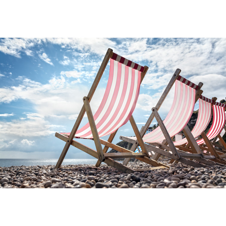 Deck Chairs On Beach On Canvas by Brianajackson Print